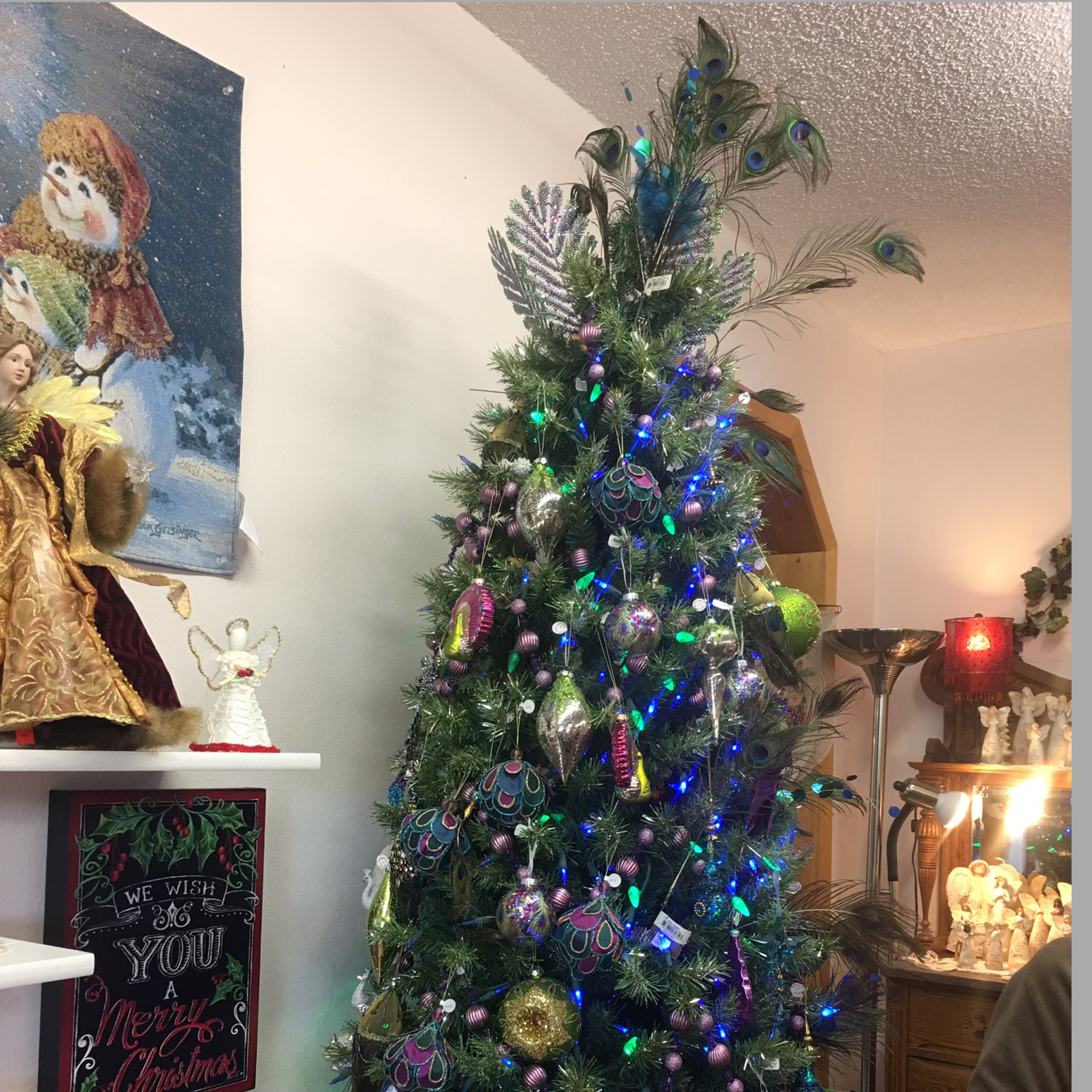 Peacock Themed Christmas Tree at Christmas Village