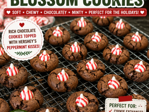 Chocolate Peppermint Blossom Cookies (Easy Christmas Cookie Recipe