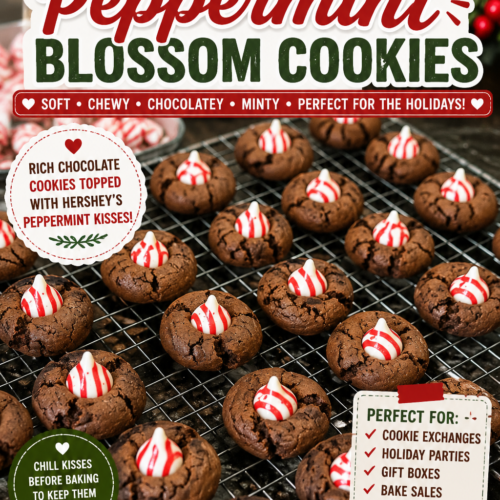Chocolate Peppermint Blossom Cookies (Easy Christmas Cookie Recipe